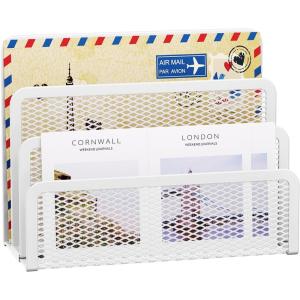 imageMarbrasse Mail Organizer for Desk 3Slot Mesh Metal Mail Holder countertop Letter Holder Office Desktop Envelope and Document Storage Rack BlackWhite