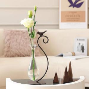 imageMarbrasse Desktop Glass Vase Creative Bird with Heart Planter Vase Glass Vases for Plants Plant Terrarium Stand for Modern Office Home DecorationsWater Drop Vase