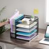 imageMarbrasse Desk Organizers and Accessories 5Tier Paper Letter Tray Organizer with File Holder Mesh File Organizer for Desk Office Desk Accessories ampamp Organization for Supplies BlackBlack