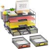 imageMarbrasse Desk Organizers and Accessories 5Tier Paper Letter Tray Organizer with File Holder Mesh File Organizer for Desk Office Desk Accessories ampamp Organization for Supplies BlackFile organizer with 3 drawers
