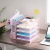 imageMarbrasse Desk Organizers and Accessories 5Tier Paper Letter Tray Organizer with File Holder Mesh File Organizer for Desk Office Desk Accessories ampamp Organization for Supplies BlackPink