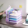 imageMarbrasse Desk Organizers and Accessories 5Tier Paper Letter Tray Organizer with File Holder Mesh File Organizer for Desk Office Desk Accessories ampamp Organization for Supplies BlackPurple