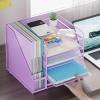 imageMarbrasse Desk Organizers and Accessories 5Tier Paper Letter Tray Organizer with File Holder Mesh File Organizer for Desk Office Desk Accessories ampamp Organization for Supplies BlackPurple