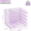 imageMarbrasse Desk Organizers and Accessories 5Tier Paper Letter Tray Organizer with File Holder Mesh File Organizer for Desk Office Desk Accessories ampamp Organization for Supplies BlackPurple