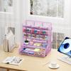 imageMarbrasse Larger Mesh Desk Organizer with Drawer MultiFunctional Pen Pencil Holder Easy Assembly Desk Organizers and Accessories for Office Art Supplies BlackPurple