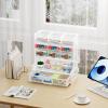 imageMarbrasse Larger Mesh Desk Organizer with Drawer MultiFunctional Pen Pencil Holder Easy Assembly Desk Organizers and Accessories for Office Art Supplies BlackWhite