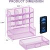 imageMarbrasse Larger Mesh Desk Organizer with Drawer MultiFunctional Pen Pencil Holder Easy Assembly Desk Organizers and Accessories for Office Art Supplies BlackPurple
