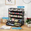 imageMarbrasse Larger Mesh Desk Organizer with Drawer MultiFunctional Pen Pencil Holder Easy Assembly Desk Organizers and Accessories for Office Art Supplies BlackBlack