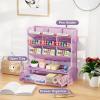 imageMarbrasse Larger Mesh Desk Organizer with Drawer MultiFunctional Pen Pencil Holder Easy Assembly Desk Organizers and Accessories for Office Art Supplies BlackPurple