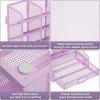 imageMarbrasse Larger Mesh Desk Organizer with Drawer MultiFunctional Pen Pencil Holder Easy Assembly Desk Organizers and Accessories for Office Art Supplies BlackPurple