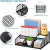 imageMarbrasse Mesh Desktop Organizer with Cell Phone HolderOffice Desk Organizers and AccessoriesMultifunctional Office Supplies Storage 6 Compartments  Black