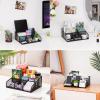 imageMarbrasse Mesh Desktop Organizer with Cell Phone HolderOffice Desk Organizers and AccessoriesMultifunctional Office Supplies Storage 6 Compartments  Black