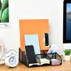 imageMarbrasse Mesh Desktop Organizer with Cell Phone HolderOffice Desk Organizers and AccessoriesMultifunctional Office Supplies Storage 6 Compartments  Black