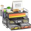 imageMarbrasse Desk Organizers and Accessories 5Tier Paper Letter Tray Organizer with File Holder Mesh File Organizer for Desk Office Desk Accessories ampamp Organization for Supplies BlackFile organizer with 3 drawers