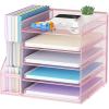 imageMarbrasse Desk Organizers and Accessories 5Tier Paper Letter Tray Organizer with File Holder Mesh File Organizer for Desk Office Desk Accessories ampamp Organization for Supplies BlackPink