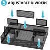 imageMarbrasse 2 Pack Desk Drawer Organizer Mesh Drawer Organizer Tray with 8 Adjustable Compartments Desk Organizers and Accessories 5 Dividers Drawer for Office Supplies Makeup ampamp Vanity BlackBlack