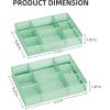 imageMarbrasse 2 Pack Desk Drawer Organizer Mesh Drawer Organizer Tray with 8 Adjustable Compartments Desk Organizers and Accessories 5 Dividers Drawer for Office Supplies Makeup ampamp Vanity BlackGreen