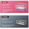 imageMarbrasse 3 Tier Paper Organizer Letter Tray Mesh File Organizer with Handle Paper Sorter Desk Organizer for Home Office SuppliesPink