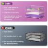 imageMarbrasse 3 Tier Paper Organizer Letter Tray Mesh File Organizer with Handle Paper Sorter Desk Organizer for Home Office SuppliesPurple