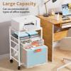 imageMarbrasse Rolling File Cart with Handle Mobile File Cabinet on Lockable Wheels Office Filing Cabinet Organizer Printer Stand with Hanging File Folder Organizer for Home Office  Dark BrownWhite