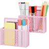 imageMagnetic Dry Erase Marker Holder Mesh Pen Holder for WhiteboardMagnet Pencil Organizer Storage for Refrigerator Locker Accessories Organizer for Home School and OfficeBlackPink