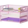 imageMarbrasse 3 Tier Paper Organizer Letter Tray Mesh File Organizer with Handle Paper Sorter Desk Organizer for Home Office SuppliesPink