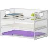 imageMarbrasse 3 Tier Paper Organizer Letter Tray Mesh File Organizer with Handle Paper Sorter Desk Organizer for Home Office SuppliesWhite