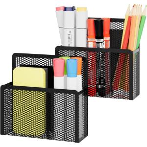 imageMagnetic Dry Erase Marker Holder Mesh Pen Holder for WhiteboardMagnet Pencil Organizer Storage for Refrigerator Locker Accessories Organizer for Home School and OfficeBlackBlack