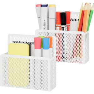 imageMagnetic Dry Erase Marker Holder Mesh Pen Holder for WhiteboardMagnet Pencil Organizer Storage for Refrigerator Locker Accessories Organizer for Home School and OfficeBlackWhite