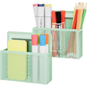 imageMagnetic Dry Erase Marker Holder Mesh Pen Holder for WhiteboardMagnet Pencil Organizer Storage for Refrigerator Locker Accessories Organizer for Home School and OfficeBlackGreen