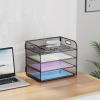 imageMarbrasse 4 Tier Paper Organizer Letter Tray  Mesh Desk File Organizer with Handle Paper Sorter Organizer for LetterA4 Office File Folder Holder Black 126quot x 91quot x 107quotBlack
