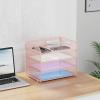 imageMarbrasse 4 Tier Paper Organizer Letter Tray  Mesh Desk File Organizer with Handle Paper Sorter Organizer for LetterA4 Office File Folder Holder Black 126quot x 91quot x 107quotPink