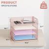 imageMarbrasse 4 Tier Paper Organizer Letter Tray  Mesh Desk File Organizer with Handle Paper Sorter Organizer for LetterA4 Office File Folder Holder Black 126quot x 91quot x 107quotPink