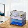 imageMarbrasse 4 Tier Paper Organizer Letter Tray  Mesh Desk File Organizer with Handle Paper Sorter Organizer for LetterA4 Office File Folder Holder Black 126quot x 91quot x 107quotGray