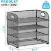 imageMarbrasse 4 Tier Paper Organizer Letter Tray  Mesh Desk File Organizer with Handle Paper Sorter Organizer for LetterA4 Office File Folder Holder Black 126quot x 91quot x 107quotGray