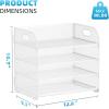 imageMarbrasse 4 Tier Paper Organizer Letter Tray  Mesh Desk File Organizer with Handle Paper Sorter Organizer for LetterA4 Office File Folder Holder Black 126quot x 91quot x 107quotWhite