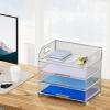 imageMarbrasse 4 Tier Paper Organizer Letter Tray  Mesh Desk File Organizer with Handle Paper Sorter Organizer for LetterA4 Office File Folder Holder Black 126quot x 91quot x 107quotSilver