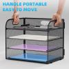 imageMarbrasse 4 Tier Paper Organizer Letter Tray  Mesh Desk File Organizer with Handle Paper Sorter Organizer for LetterA4 Office File Folder Holder Black 126quot x 91quot x 107quotBlack
