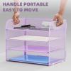 imageMarbrasse 4 Tier Paper Organizer Letter Tray  Mesh Desk File Organizer with Handle Paper Sorter Organizer for LetterA4 Office File Folder Holder Black 126quot x 91quot x 107quotPurple