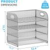 imageMarbrasse 4 Tier Paper Organizer Letter Tray  Mesh Desk File Organizer with Handle Paper Sorter Organizer for LetterA4 Office File Folder Holder Black 126quot x 91quot x 107quotSilver
