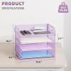 imageMarbrasse 4 Tier Paper Organizer Letter Tray  Mesh Desk File Organizer with Handle Paper Sorter Organizer for LetterA4 Office File Folder Holder Black 126quot x 91quot x 107quotPurple
