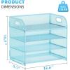 imageMarbrasse 4 Tier Paper Organizer Letter Tray  Mesh Desk File Organizer with Handle Paper Sorter Organizer for LetterA4 Office File Folder Holder Black 126quot x 91quot x 107quotBlue
