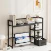 imageMarbrasse Desk Shelf with Drawer 40quot Desk Hutch for Computer Monitor Wooden Desktop Bookshelf Storage Rack for Home Office Dorm  Dark BrownBlack