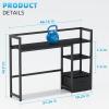 imageMarbrasse Desk Shelf with Drawer 40quot Desk Hutch for Computer Monitor Wooden Desktop Bookshelf Storage Rack for Home Office Dorm  Dark BrownBlack