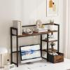 imageMarbrasse Desk Shelf with Drawer 40quot Desk Hutch for Computer Monitor Wooden Desktop Bookshelf Storage Rack for Home Office Dorm  Dark BrownDark Brown