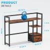 imageMarbrasse Desk Shelf with Drawer 40quot Desk Hutch for Computer Monitor Wooden Desktop Bookshelf Storage Rack for Home Office Dorm  Dark BrownDark Brown