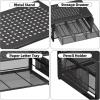 imageMarbrasse Metal Printer Stand for Desk with Storage Drawer and 2 Pen Holders 2Tier Desktop Organizer Printer Table for Home Office MultiPurpose Desk Organizer for Fax Machine Scanner FilesBlackBlack