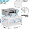 imageMarbrasse Metal Printer Stand for Desk with Storage Drawer and 2 Pen Holders 2Tier Desktop Organizer Printer Table for Home Office MultiPurpose Desk Organizer for Fax Machine Scanner FilesBlackWhite