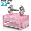 imageMarbrasse Metal Printer Stand for Desk with Storage Drawer and 2 Pen Holders 2Tier Desktop Organizer Printer Table for Home Office MultiPurpose Desk Organizer for Fax Machine Scanner FilesBlackPink