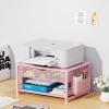 imageMarbrasse Metal Printer Stand for Desk with Storage Drawer and 2 Pen Holders 2Tier Desktop Organizer Printer Table for Home Office MultiPurpose Desk Organizer for Fax Machine Scanner FilesBlackPink